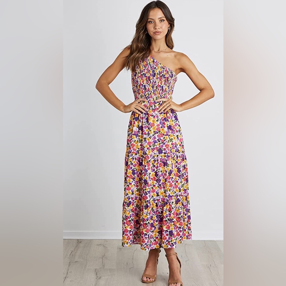Women One Shoulder Sleeveless Casual Summer Dresses